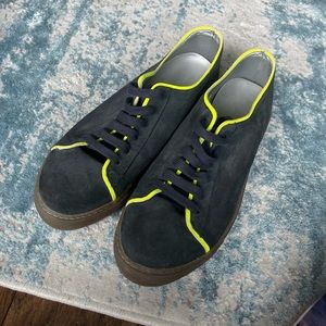 Marc Jacobs Men’s Blue Suede Sneaker with Neon Highlight